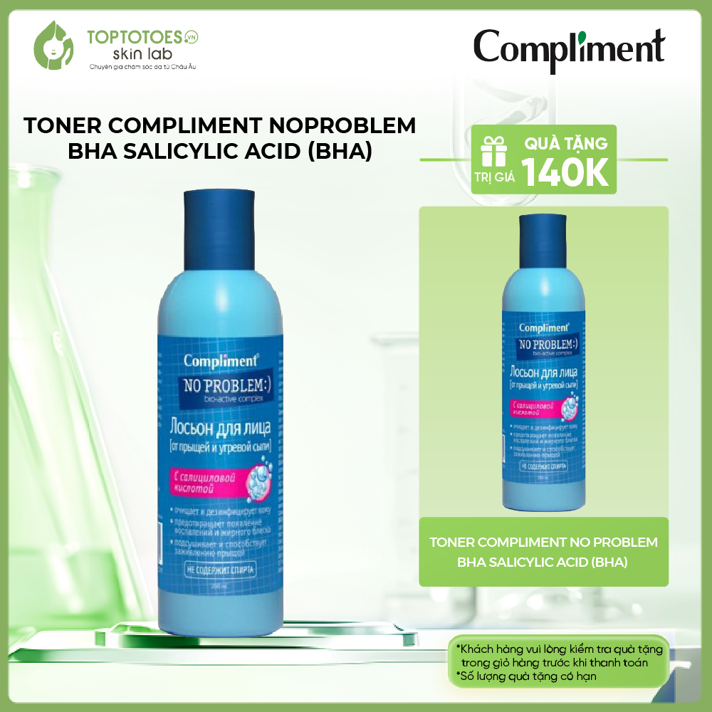 (MUA 1 TẶNG 1 - TỔNG 400ML) Toner Compliment No Problem BHA làm sạch sâu, kiềm dầu, giảm mụn Salicyl