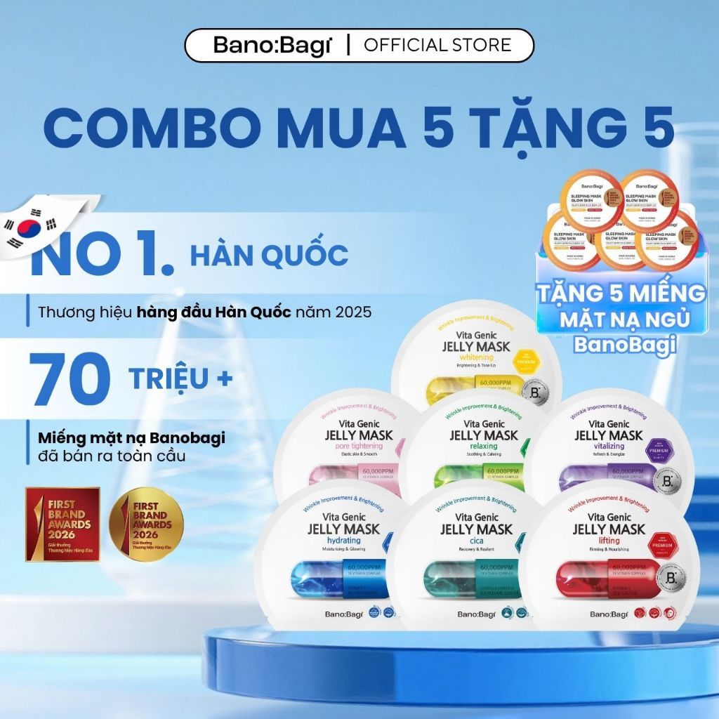 [ MUA 5 TẶNG 5 Mask Ngủ ] COMBO 5 Mặt Nạ BANOBAGI Jelly Mask Hỗ Trợ Dưỡng Ẩm, Cải Thiện Làn Da 30ml 