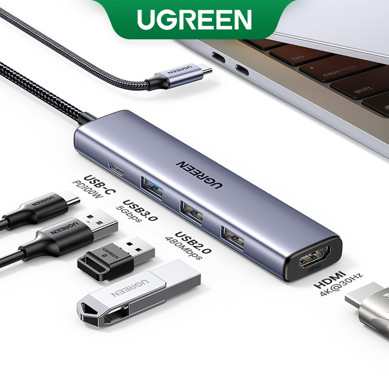 HUB USB C Type C sang 4K 30Hz Ugreen HDMI PD100W USB HUB USB 3.0 Adapter Dock đa chức năng cho Xiaom