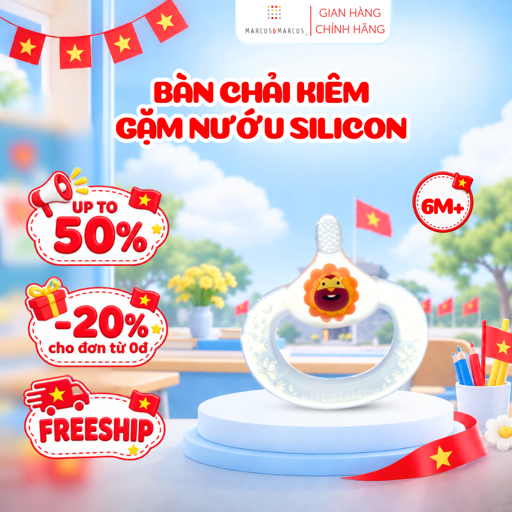 Bàn Chải Đánh Răng Kiêm Gặm Nướu Silicon Cho Bé Từ 6 Tháng Marcus & Marcus – Marcus