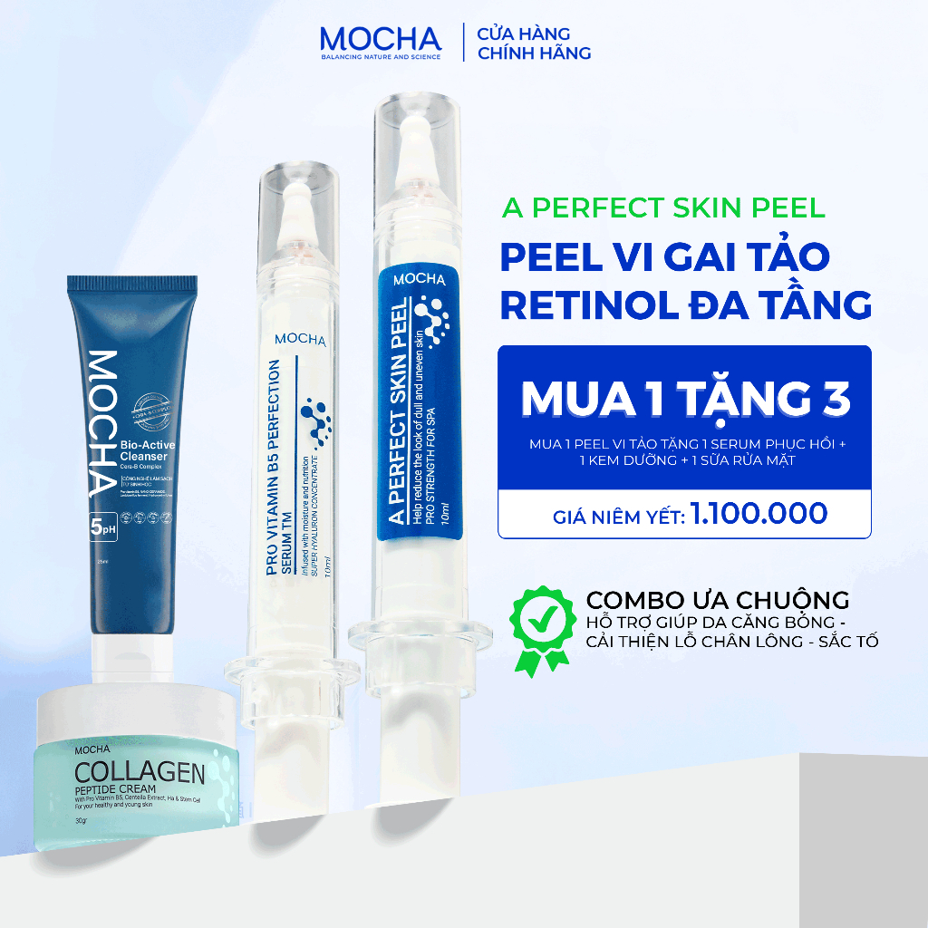 【BÁN CHẠY】 PEEL MIX RETINOL MOCHA | Combo Mua 1 Được 4: Tinh Chất Peel Mix Retinol + Tặng Tinh Chất 