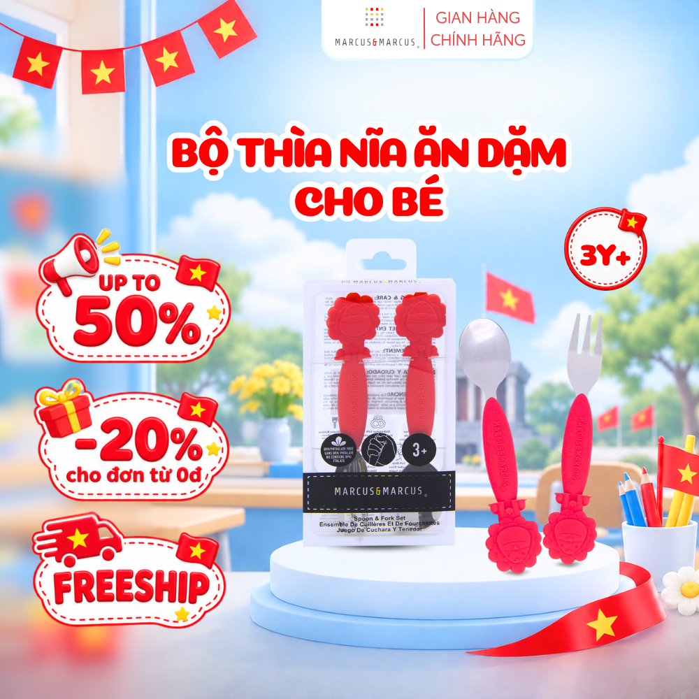Bộ Thìa Nĩa Ăn Dặm Cho Bé Marcus & Marcus, Từ 3 Tuổi - Marcus