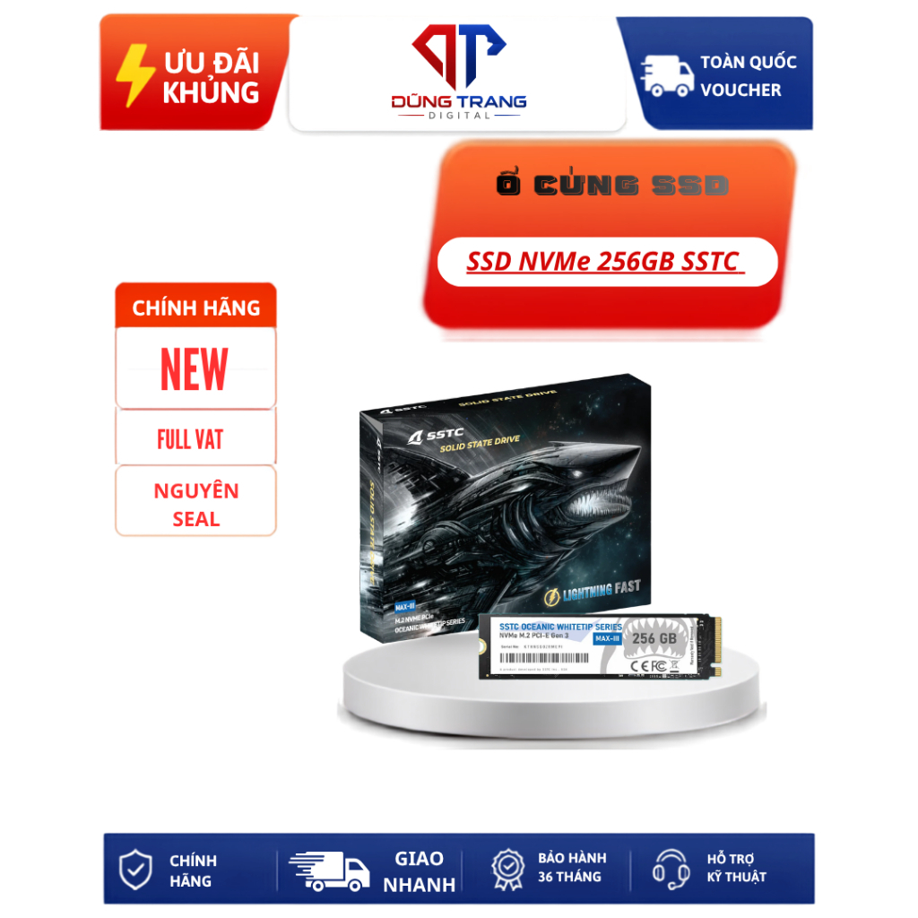 SSD SSTC Oceanic Whitetip MAX-III 256GB NVMe - Bảo hành 36 Tháng