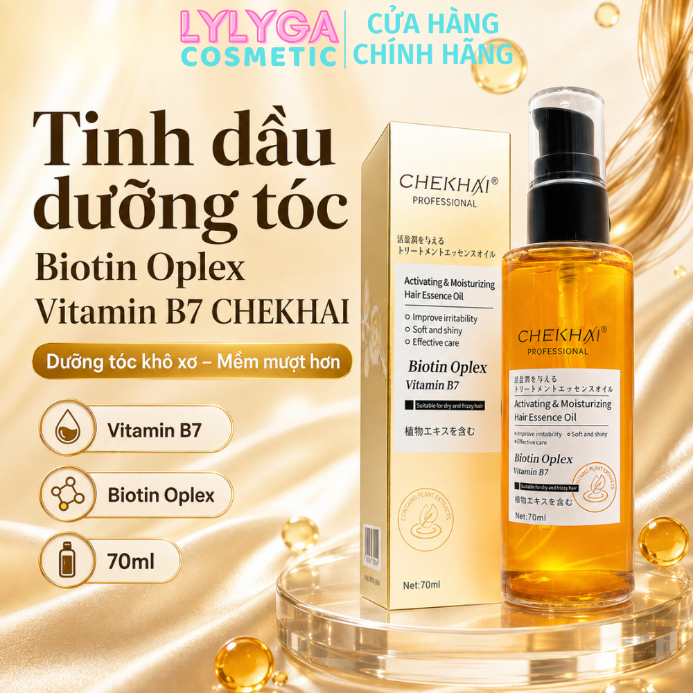 Tinh dầu dưỡng tóc Biotin Oplex Vitamin B7 CHEKHAI 70ml Serum phục hồi dưỡng tóc uốn, nhuộm, tóc hư tổn khô xơ TD11