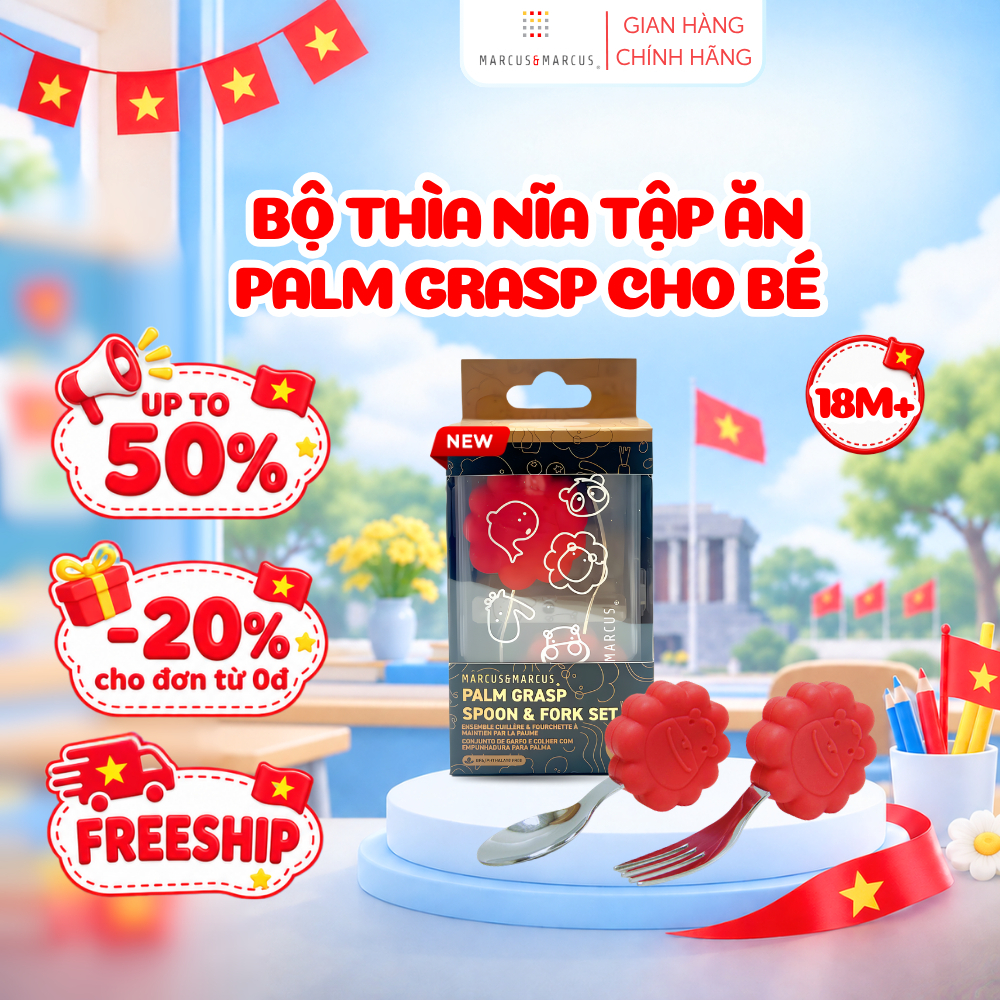 Bộ Thìa Nĩa Tập Ăn Cho Bé Palm Grasp Marcus & Marcus, Từ 18 Tháng - Marcus