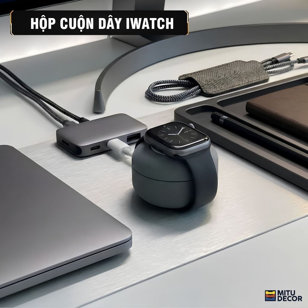Hộp Đựng Dây Cáp Sạc Ap Watch 3,4,5,6,7,8.9,10 SE Ultra-Thu Gọn Dây Sạc bỏ túi mang đi tiện lợi phù 