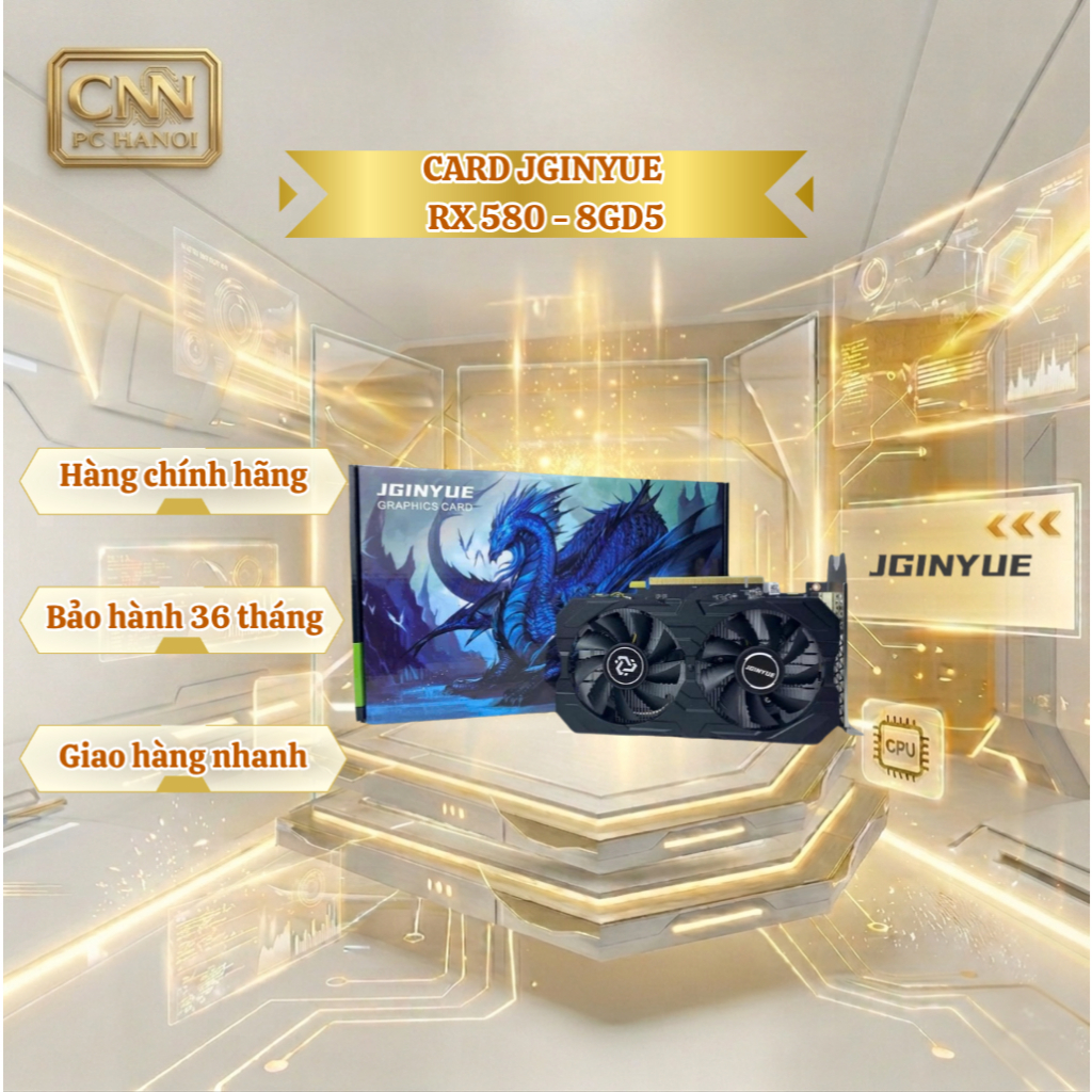Card đồ họa VGA JGINYUE RX 580 - 8GD5, Chơi Game và Đồ Họa Cơ Bản -  Bảo hành 36 Tháng