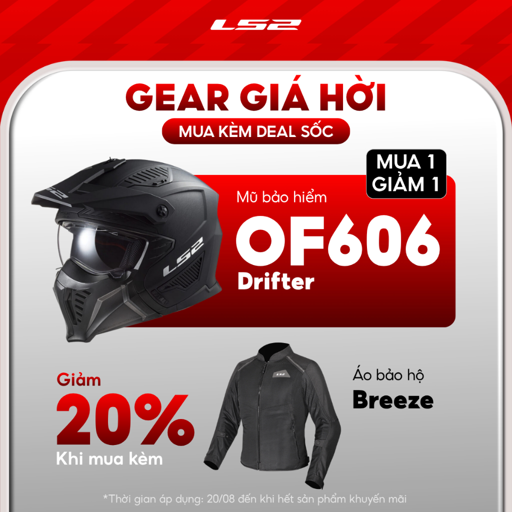 [Mua Kèm Deal Sốc] Mũ Bảo Hiểm Đa Năng LS2 OF606 Drifter ECE2206 Đi Phố Hàng Ngày Touring Phượt Ngắn
