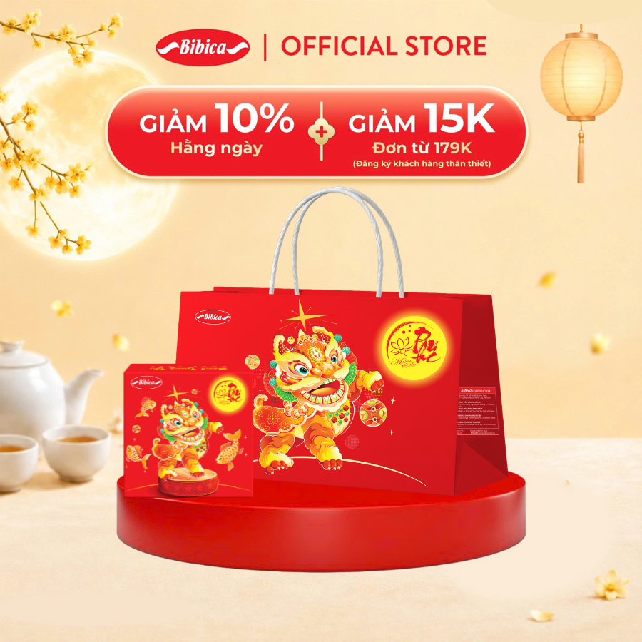 [180g - 1 trứng] Bánh Nướng Trung Thu Truyền Thống Bibica - 7 Hương Vị Cực Thơm Ngon