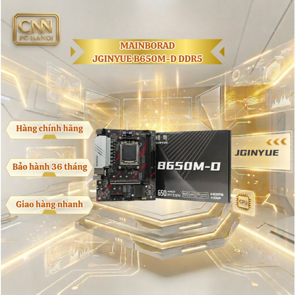 MAIN JGINYUE B650M-D, DDR5 Build PC Hiệu Năng Cao Rẻ nhất trong phân khúc 650, Kênh đôi M.2 NVMe 4.0