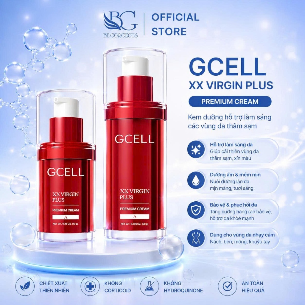Kem Dưỡng GCELL XX Virgin Plus Premium Cream 10g/20g – Hỗ Trợ Sáng Da Vùng Thâm Sạm