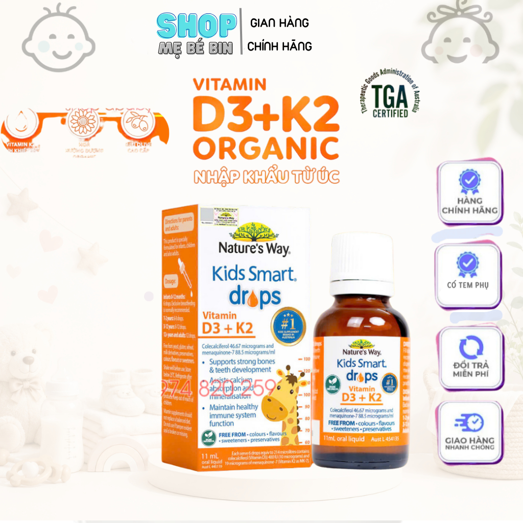 D3k2 Nature's Way, Giúp Bổ sung Vitamin D3K2 Cho Trẻ Sơ Sinh Giúp Xương Và Răng Chắc Khỏe