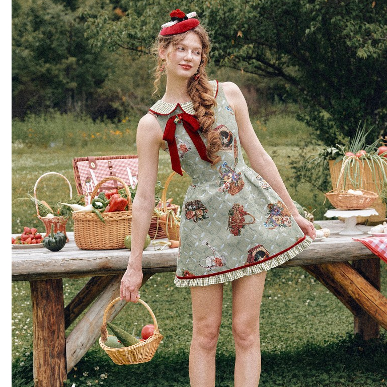 [Vui lòng nhắn tin shop trước khi đặt đơn] ĐẨM BERRY FLOWER BASKET LACEMADE 7332