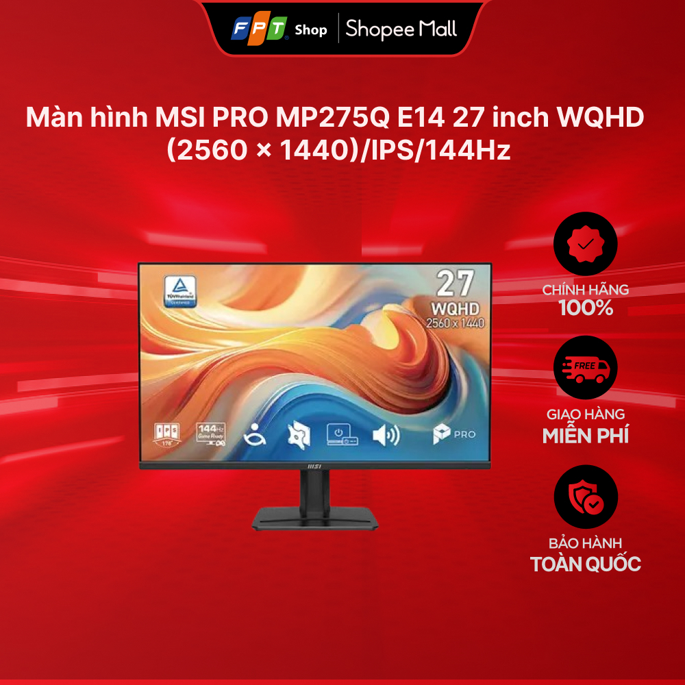 Màn hình MSI PRO MP275Q E14 27 inch WQHD (2560 x 1440)/IPS/144Hz