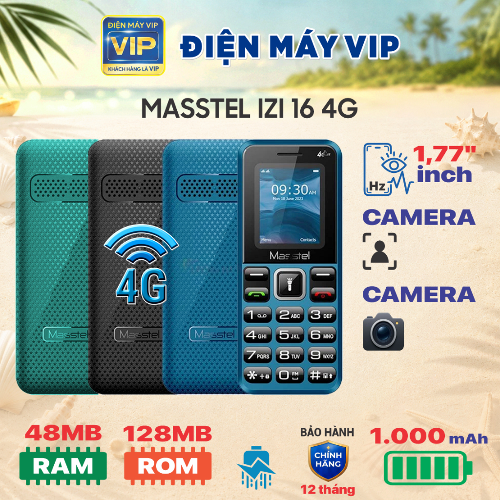 Điện thoại MASSTEL IZI 16 4G - màn 1.77 inch, pin 1000mAh, Hàng mới nguyên seal, BH 12 tháng