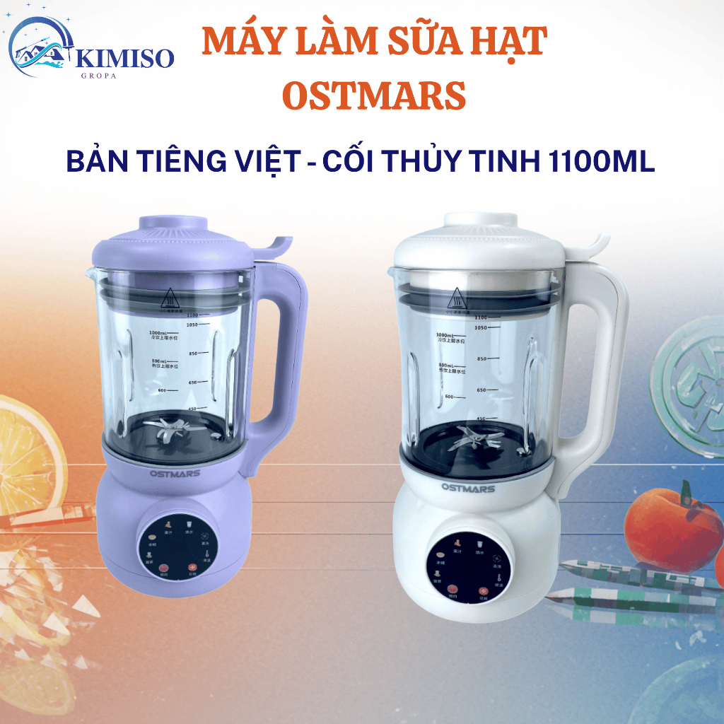Máy làm sữa hạt OSTMARS bản tiếng Việt , dung tích 1100ml , máy làm sữa hạt chính hãng BH 1 năm