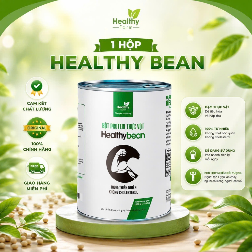 Healthy Bean - Bột Protein thực vật, giàu đạm, dễ uống, dễ tiêu - Healthy Farm