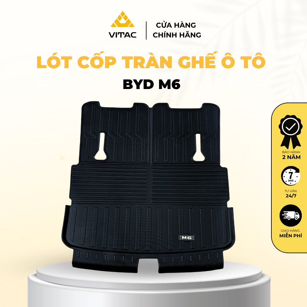 Lót cốp tràn lưng ghế Hàng 3 Vitac chống thấm không mùi dành cho ô tô BYD M6
