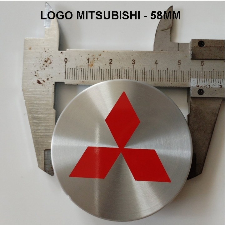 LOGO, CHỤP MÂM XE MITSUBISHI 58MM, LOGO MITSUBISHI CROM ĐỎ 58MM – 53MM – LOGO MÂM XE MITSUBISHI