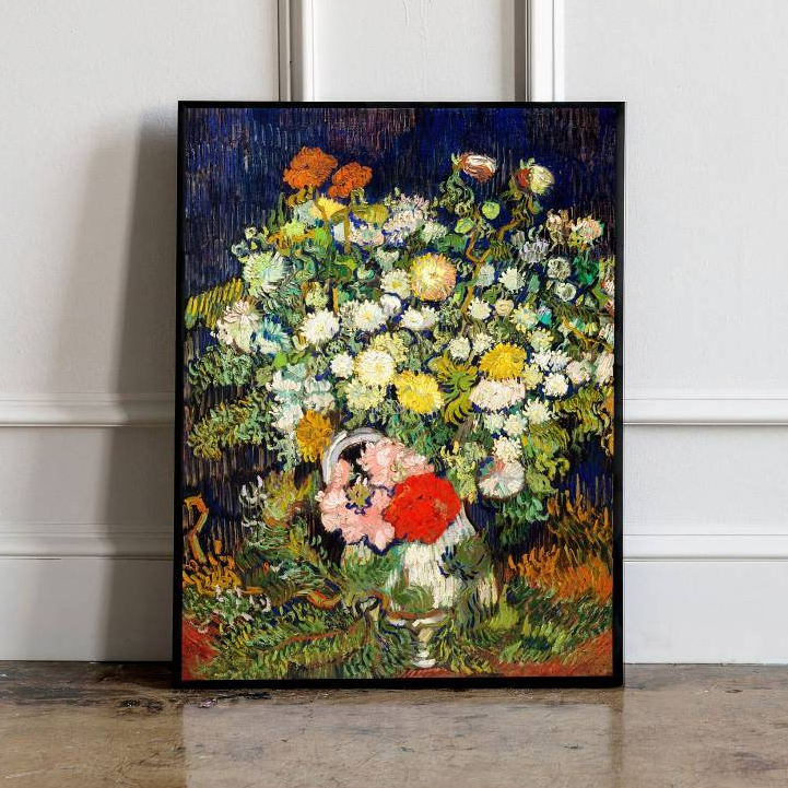 Mộc Frame - Tranh Bó Hoa Trong Bình ( Bouquet of Flowers in a Vase ) - Vincent Van Gogh - Tranh Vải 