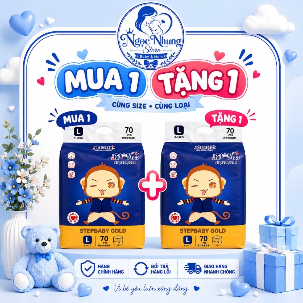 Mua 1 tặng 1- Bỉm STEP BABY GOLD nội địa trung cho bé