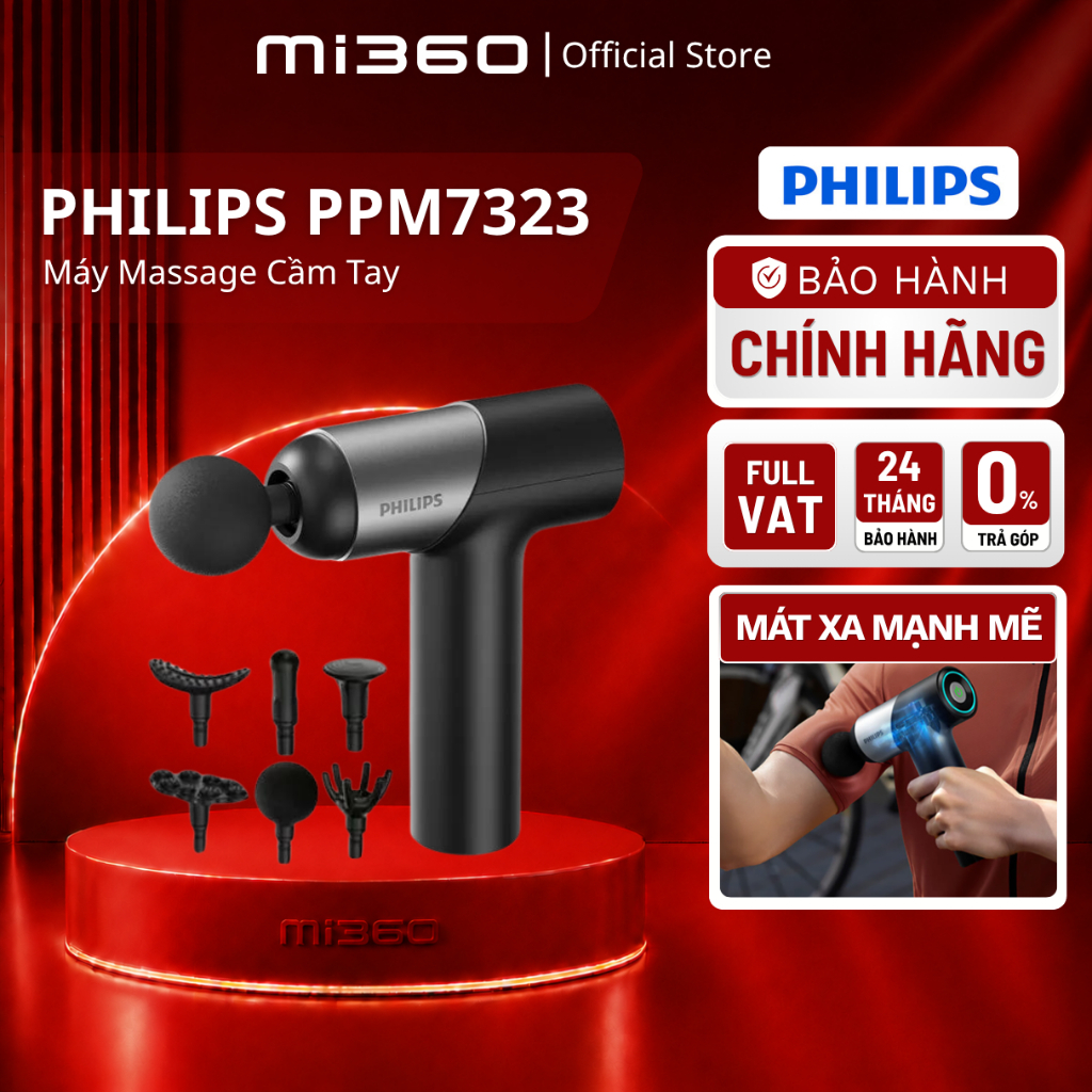 Máy Massage Cầm tay Philips PPM7323 - 7 cấp độ điều chỉnh - 6 đầu massage chuyên dụng