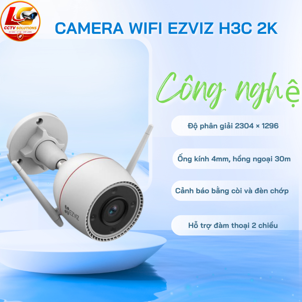 Camera Ngoài Trời Ezviz H3c (3MP / 4MP / 5MP) - Full Color Ban Đêm, Còi Đèn Báo Trộm, Chống Nước IP6