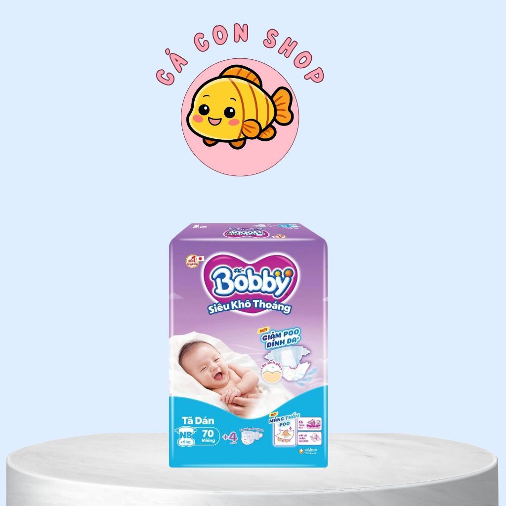 Tã Dán Bobby Jumbo – Tã Bobby Hỗ Trợ Mềm Mại, Thoáng Khí Cho Bé NB70+4