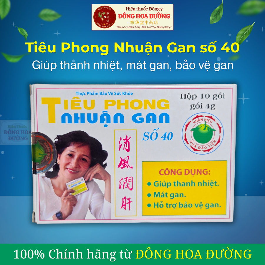 TIÊU PHONG NHUẬN GAN số 40 (hộp 10 gói x 4g) - Giúp thanh nhiệt, mát gan; Giảm mụn nhọt, mẩn ngứa, m
