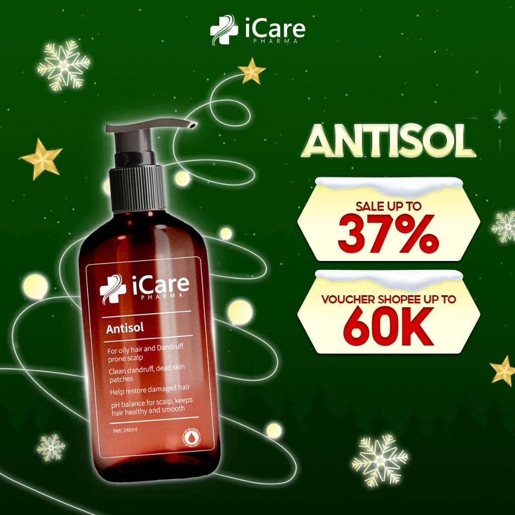 Dầu Gội iCare Pharma Antisol Dược Liệu PH 6.5 Giúp Làm Sạch Gàu, Giảm Ngứa 240ml