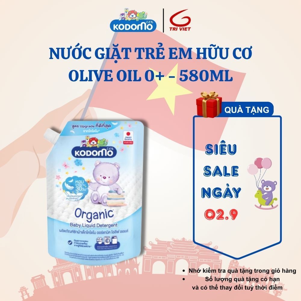 Nước Giặt Quần Áo Trẻ Em Organic Kodomo Tinh Dầu Oliu - 580ML