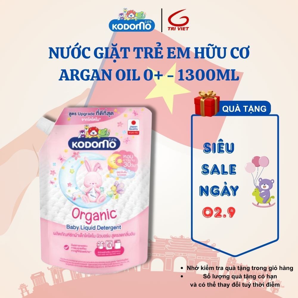 Nước Giặt Quần Áo Trẻ Em Organic Kodomo Argan Hữu Cơ 1300ml