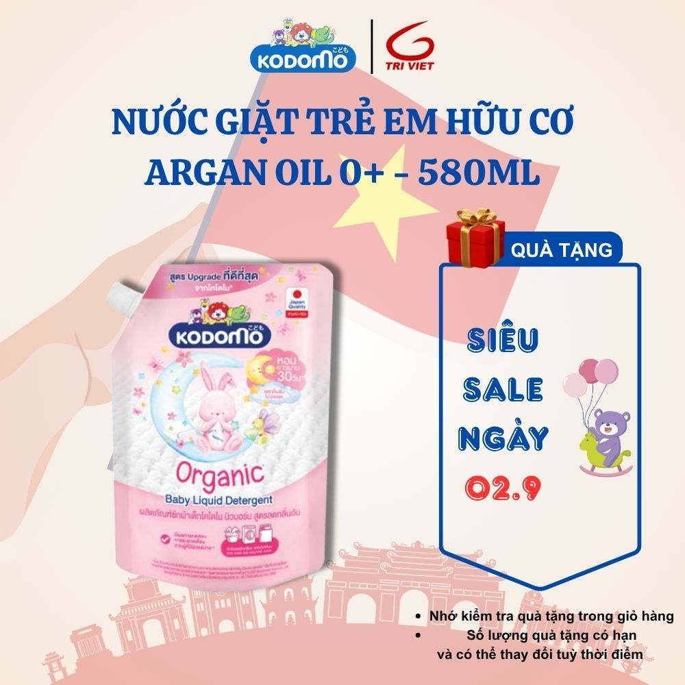 Nước Giặt Quần Áo Trẻ Em Organic Kodomo Argan Hữu Cơ 580ML