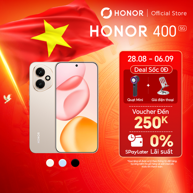 Điện Thoại HONOR 400 5G 12GB + 256GB | AI Camera 200MP, Sạc Nhanh 80W | Snapdragon 7 Gen 3 | BH 24 Tháng