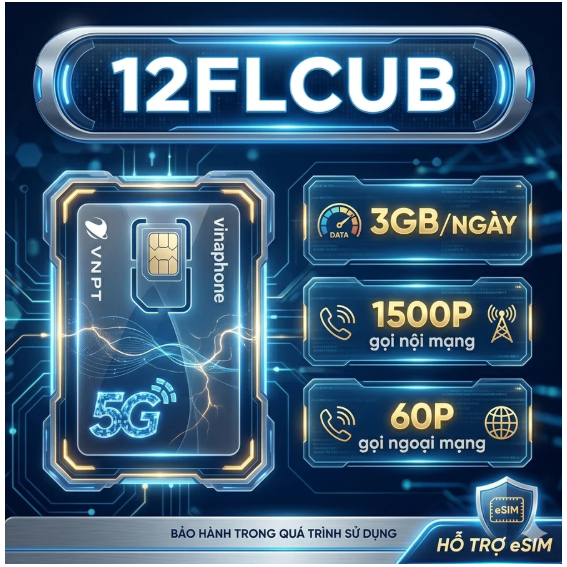 SIM VINAPHONE 12FCLUB NGUYÊN KÍT [CÓ ESIM]