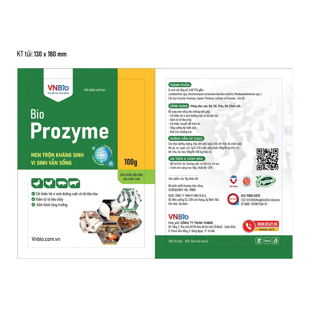 BIO PROZYME: MEN SỐNG CHỊU KHÁNG SINH 100gr