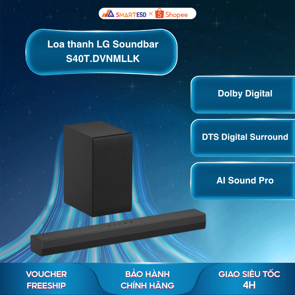 Loa thanh LG Soundbar S40T.DVNMLLK - Dolby Audio, AI Sound Pro - Bảo hành chính hãng 12 tháng