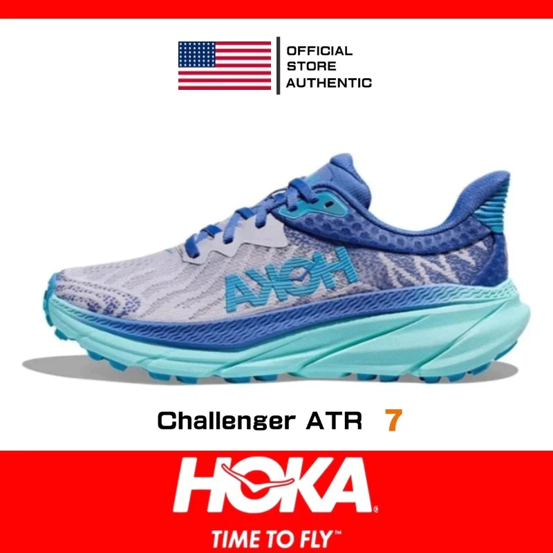 100% Genuine HOKA ONE Challenger ATR 7 Sky Blue For Women Mesh Breathable Running Shoes
