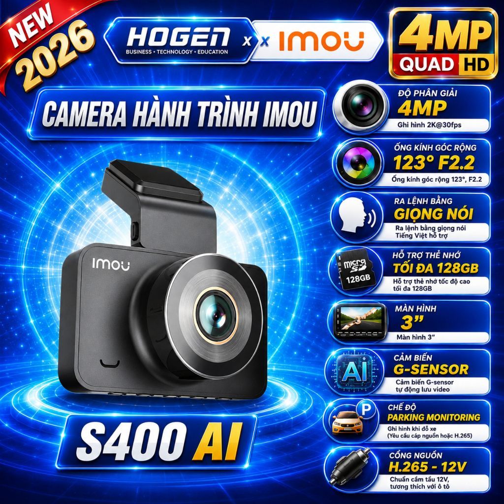 Camera Hành Trình IMOU | S400 4MP QHD Ghi Hình Ban Đêm Điều Khiển Bằng Giọng Nói, Tích Hợp A.I