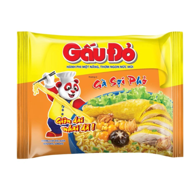 Combo 3 Gói Mì Gấu Đỏ Gà Sợi Phở 63g – Vị Gà Thơm Ngon, Sợi Mì Dạng Phở Dễ Ăn
