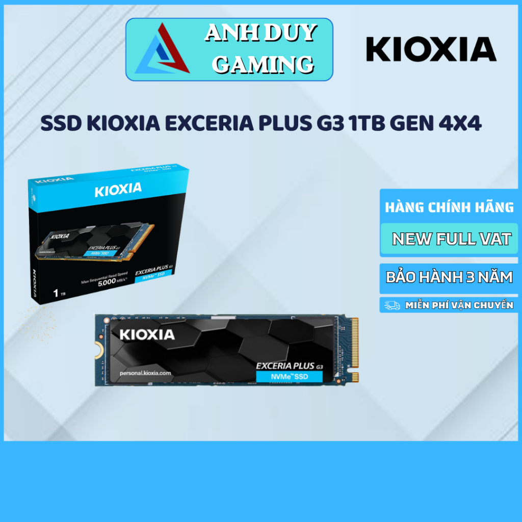 KIOXIA  Ổ Cứng SSD EXCERIA PLUS G3 1TB gen 4x4 | New Chính Hãng | Bảo Hành 5 Năm