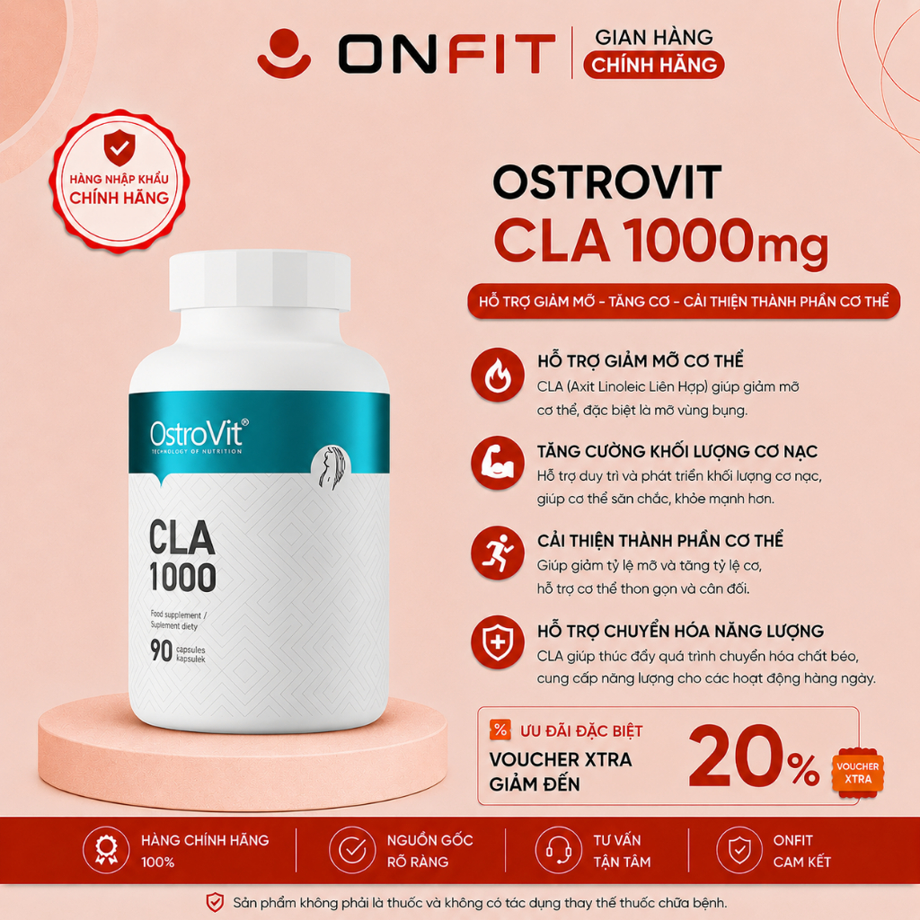 Viên Uống OstroVit CLA 1000mg | Tăng Cường Hiệu Suất Tập Luyện | ONFIT