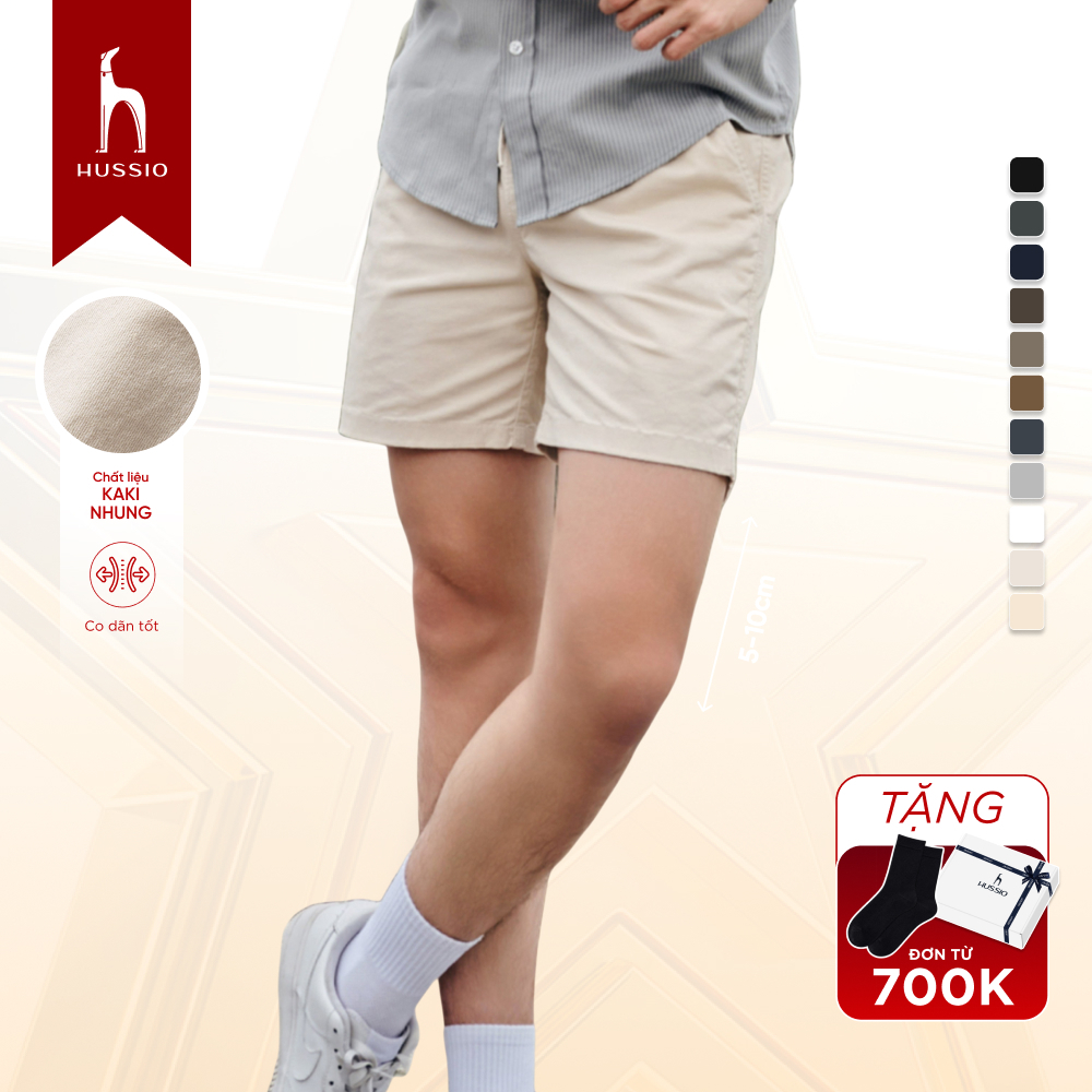 [UPDATE MÀU MỚI] Quần Short nam vải Kaki nhung cao cấp, trẻ trung, lịch lãm, chuẩn form - HUSSIO