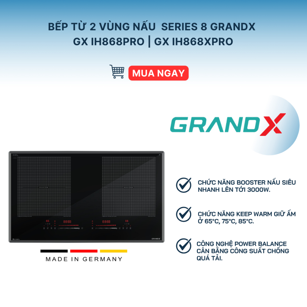 Bếp Từ 2 Vùng Nấu GX IH868XPro/ GX IH868Pro - Công Nghệ Half Bridge Smart INVERTER