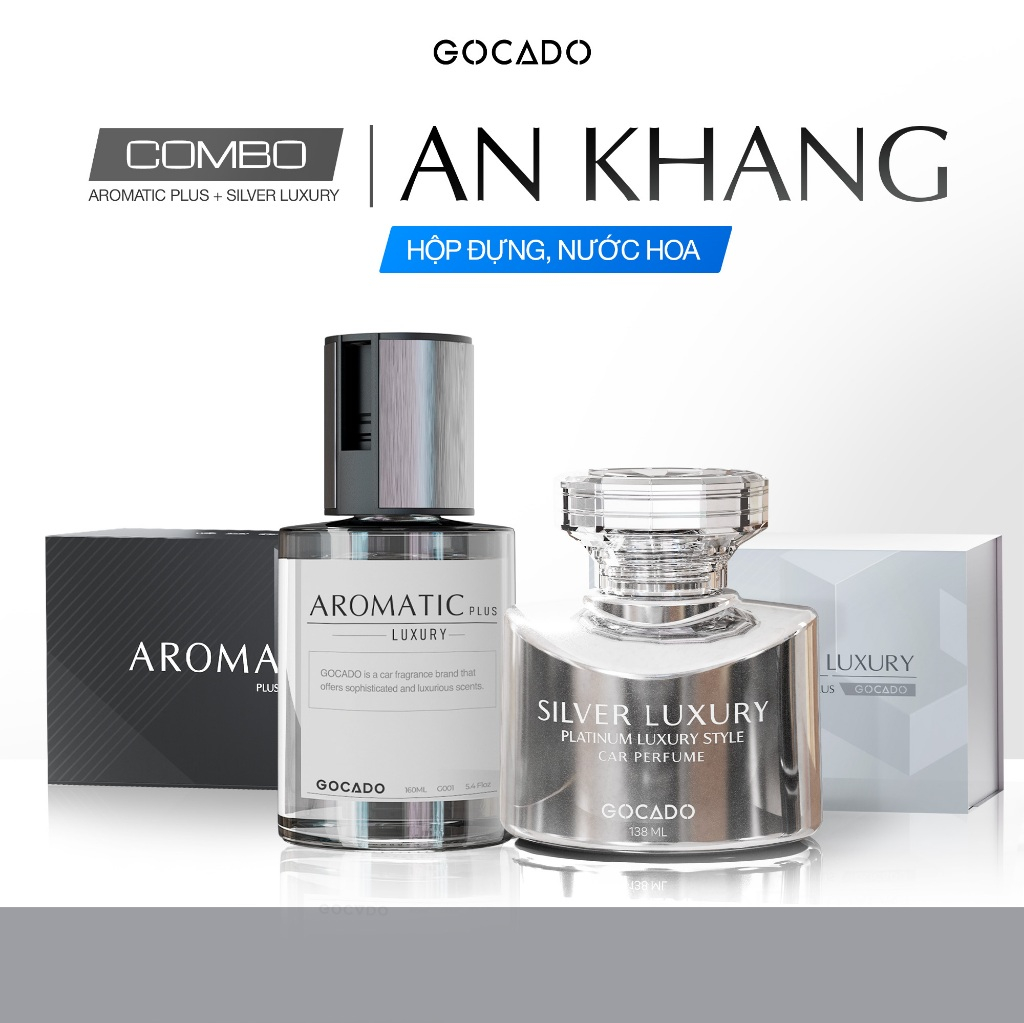 Combo Nước Hoa Ô Tô Cao Cấp " An Khang "Bộ Quà Tặng Nước Hoa Ô Tô  Aromatic + Silver Luxury GOCADO