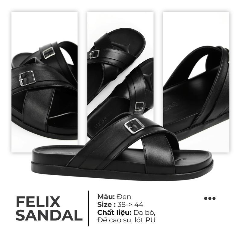 Dép Nam Quai Chéo Felix Sandal Lucas shoes Da Bò Lót PU Êm Chân