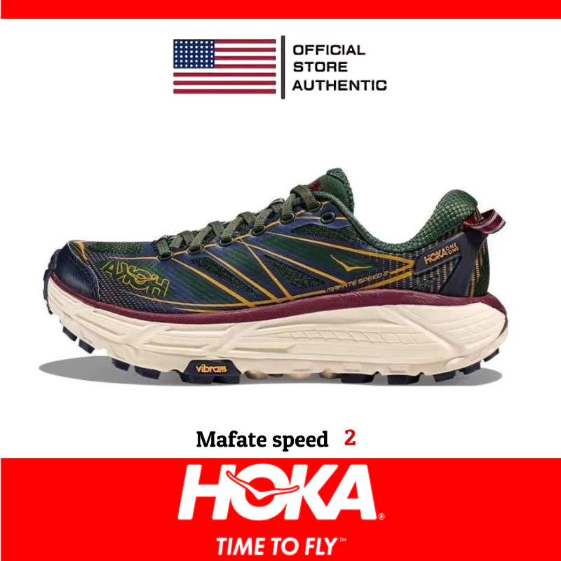100% Genuine HOKA One Mafate Speed 2 For Men And Women Sneakers Running Shoes Brownish Blue