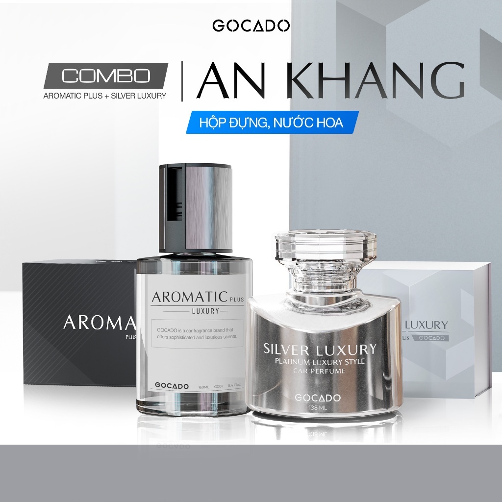 Bộ Quà Tặng  Nước Hoa Ô Tô  "An Khang"  Aromatic + Silver Luxury GOCADO