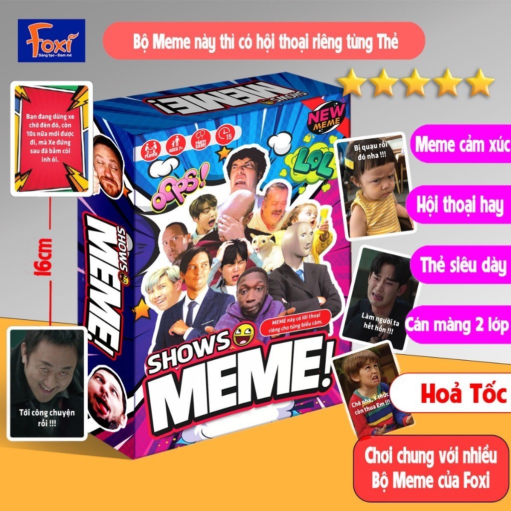 Board Game - Bộ Bài Party Meme Squad Meme Foxi Meme - Trò Chơi Đội Nhóm Siêu Vui Hài Hước