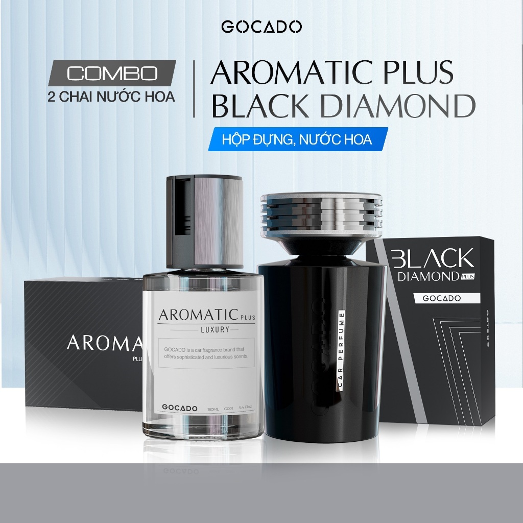 Combo Nước Hoa Ô Tô Cao Cấp  AROMATIC 160ml +  BLACK DIAMOND 200ml GOCADO